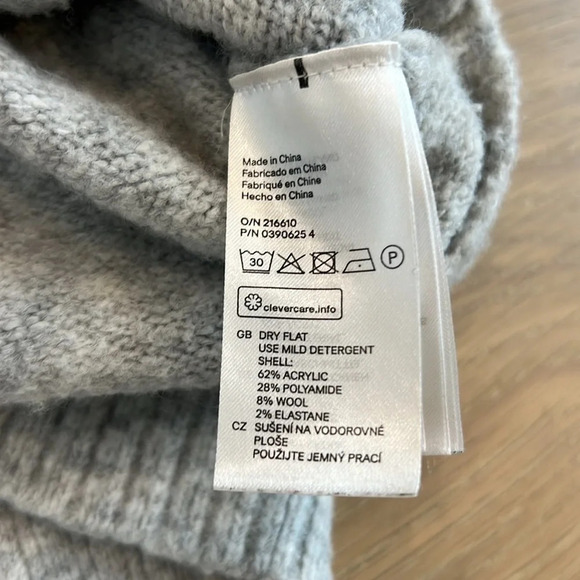 H&M Wool Sweater Gray Cozy Longline Long Sleeve Warm Knit Top Women Small Casual - Picture 4 of 5